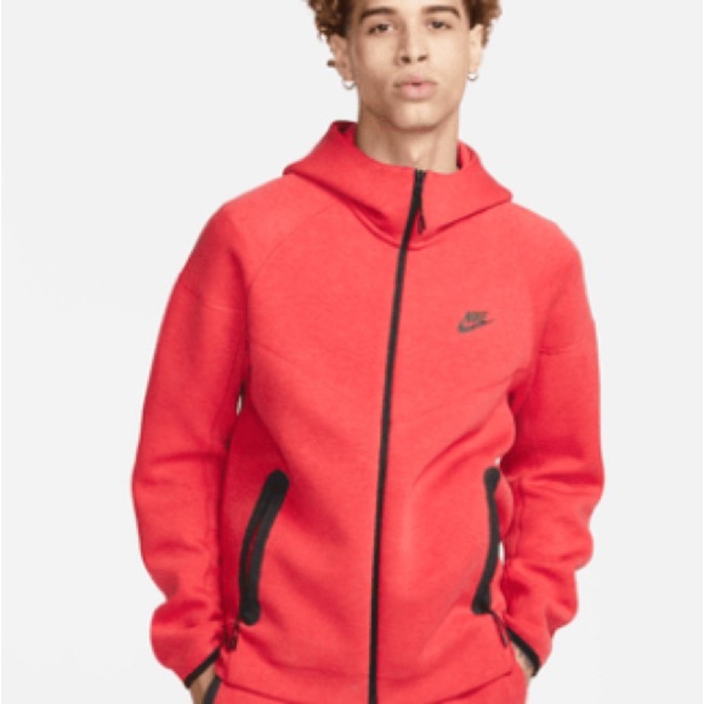 NIKE Full-Zip Hoodie Light University Red /Black Mens SMALL EUC!